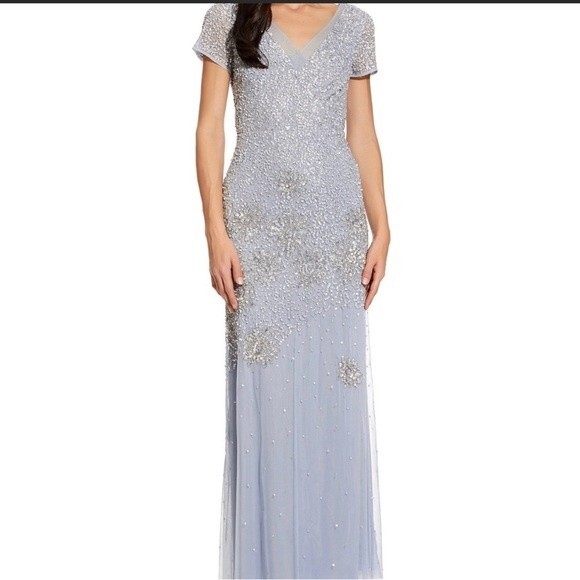 Adriana Papell Blue Sequin Gown NEW! - Picture 1 of 11